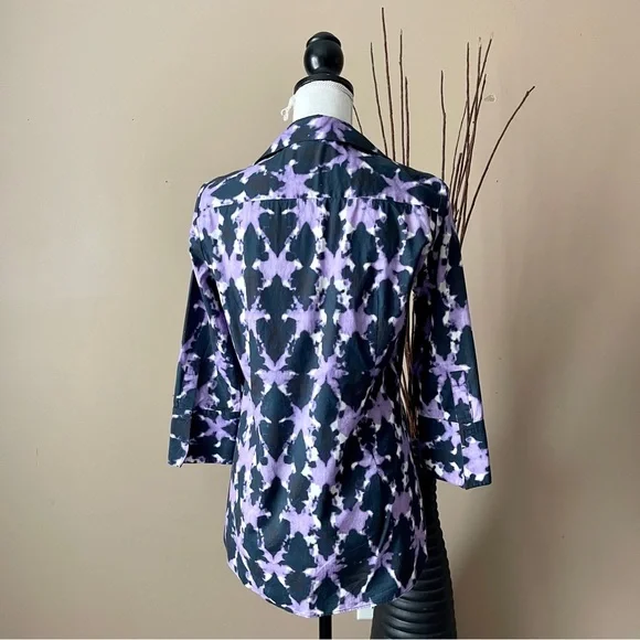 LAFAYETTE 148 NY | Purple Tie Dye Button Down Top Sz 4 - Picture 8 of 11